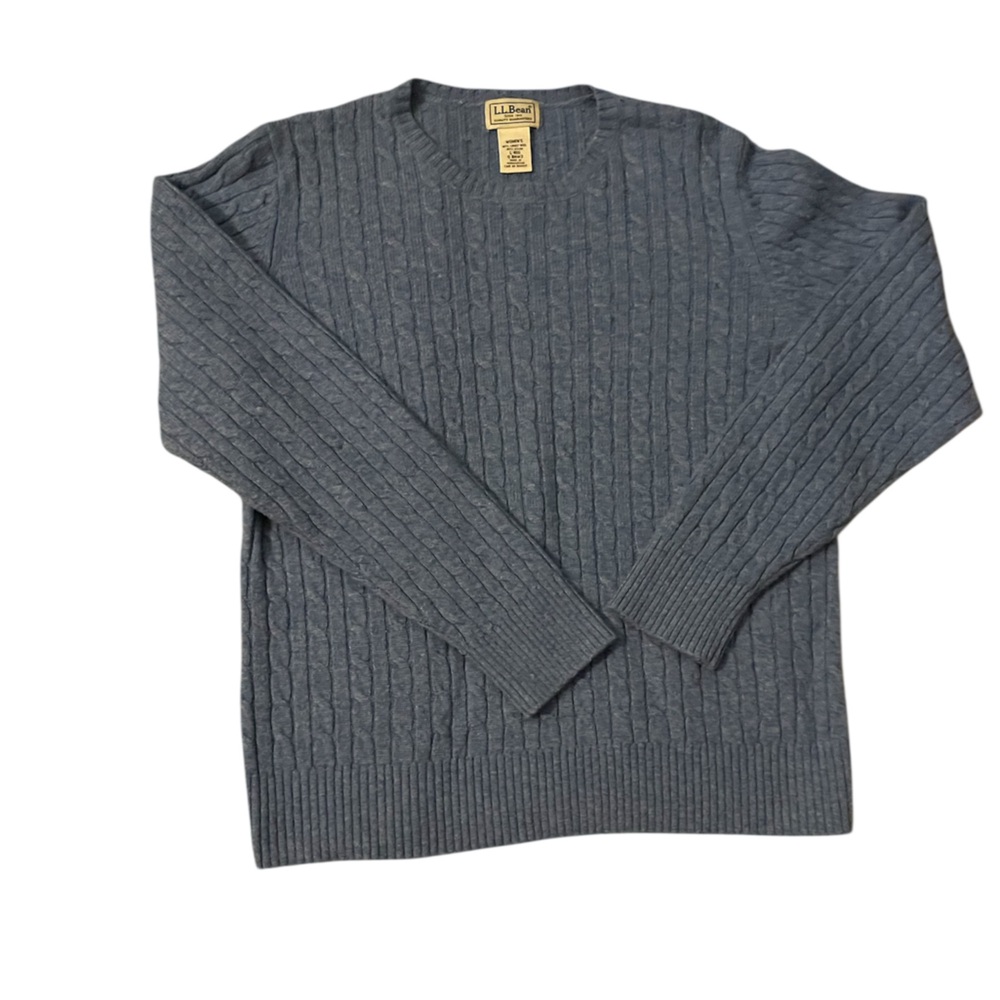L.L. Bean Blue Cable‎ Knit Sweater Women’s Large – Cozy Winter Knit